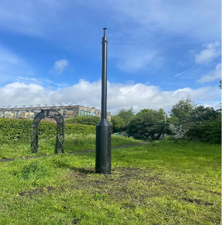 New Column to hold CCTV camera, installation scheduled for June. Eagle Rec Ground, Leamington