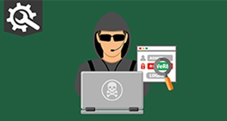 Illustration of a person sat at a laptop.
