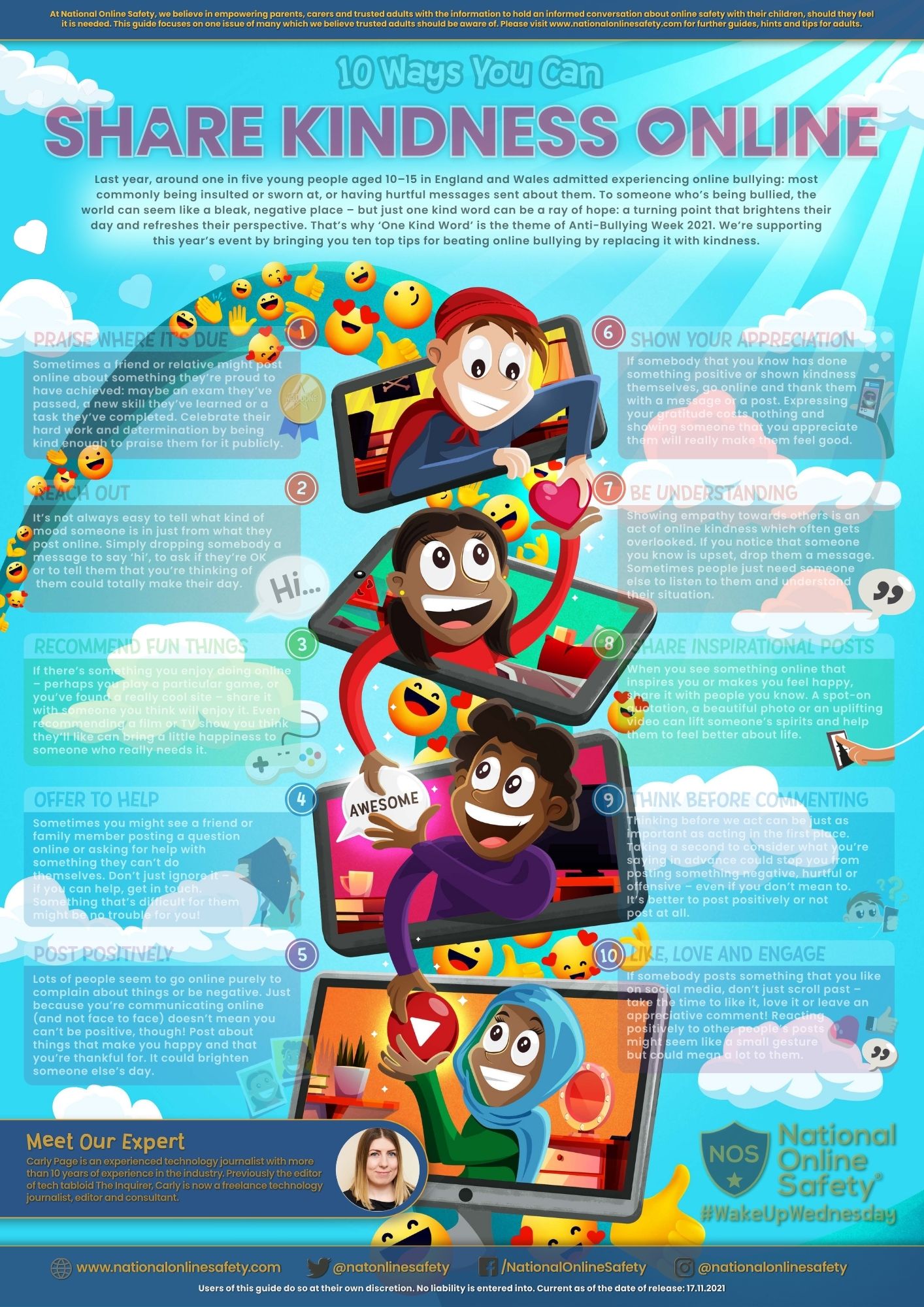 A colourful leaflet designed for printing that provides online safety tips