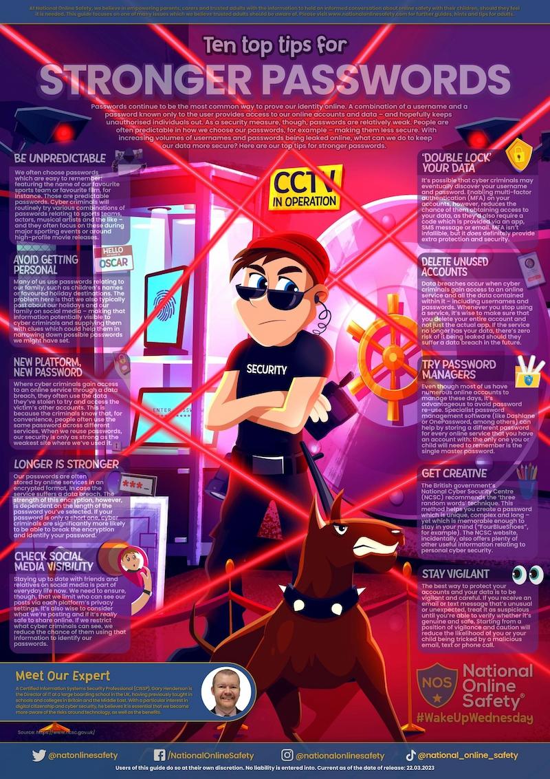 An example of the leaflets available to download on this training and materials page - it is a colourful leaflet designed to be printed providing online safety tips.